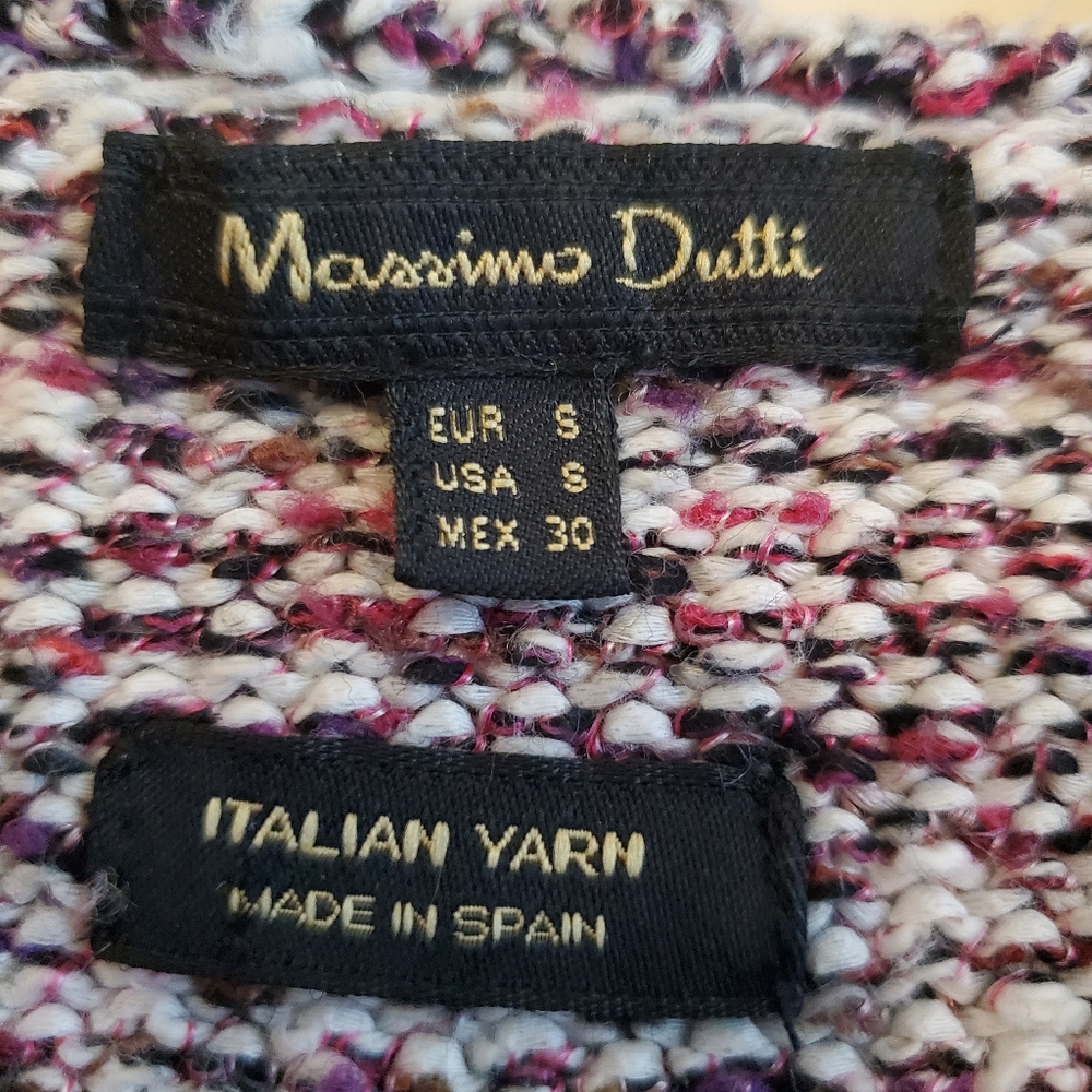 MASSIMO DUTTI | Purple Tweed Frayed Hem Open Italian Yarn Blazer (Size S) - Picture 12 of 14